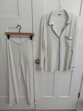 Eberjey White Pajama Set Womens Large Tencel Stretch Lounge Sleepwear Soft